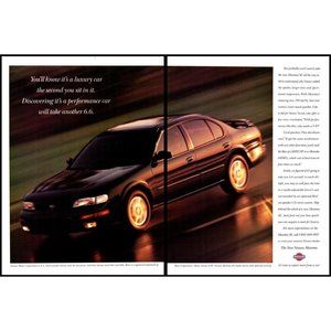 1995 Nissan Maxima Sports Sedan 2 Page Vintage Print Ad Sunset Time Lapse Art